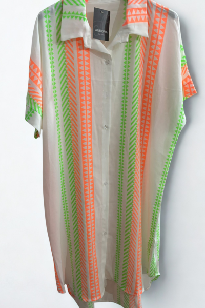 Vestido Camisero flúor con símbolos étnicos