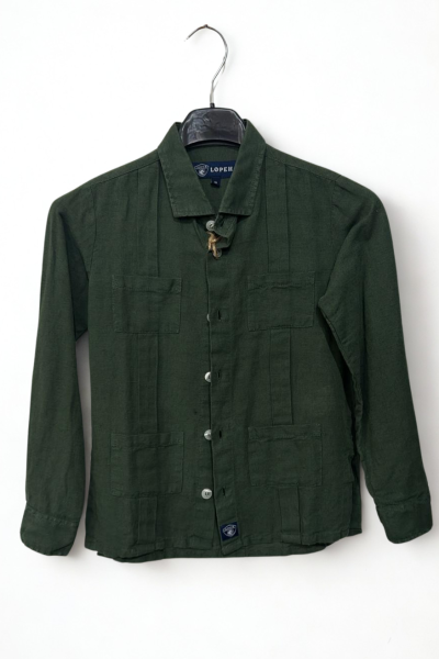 Camisa Guayabera Niño - Verde Carruaje