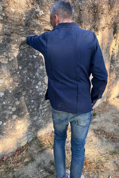 Camisa Guayabera Adulto - Azul Marina