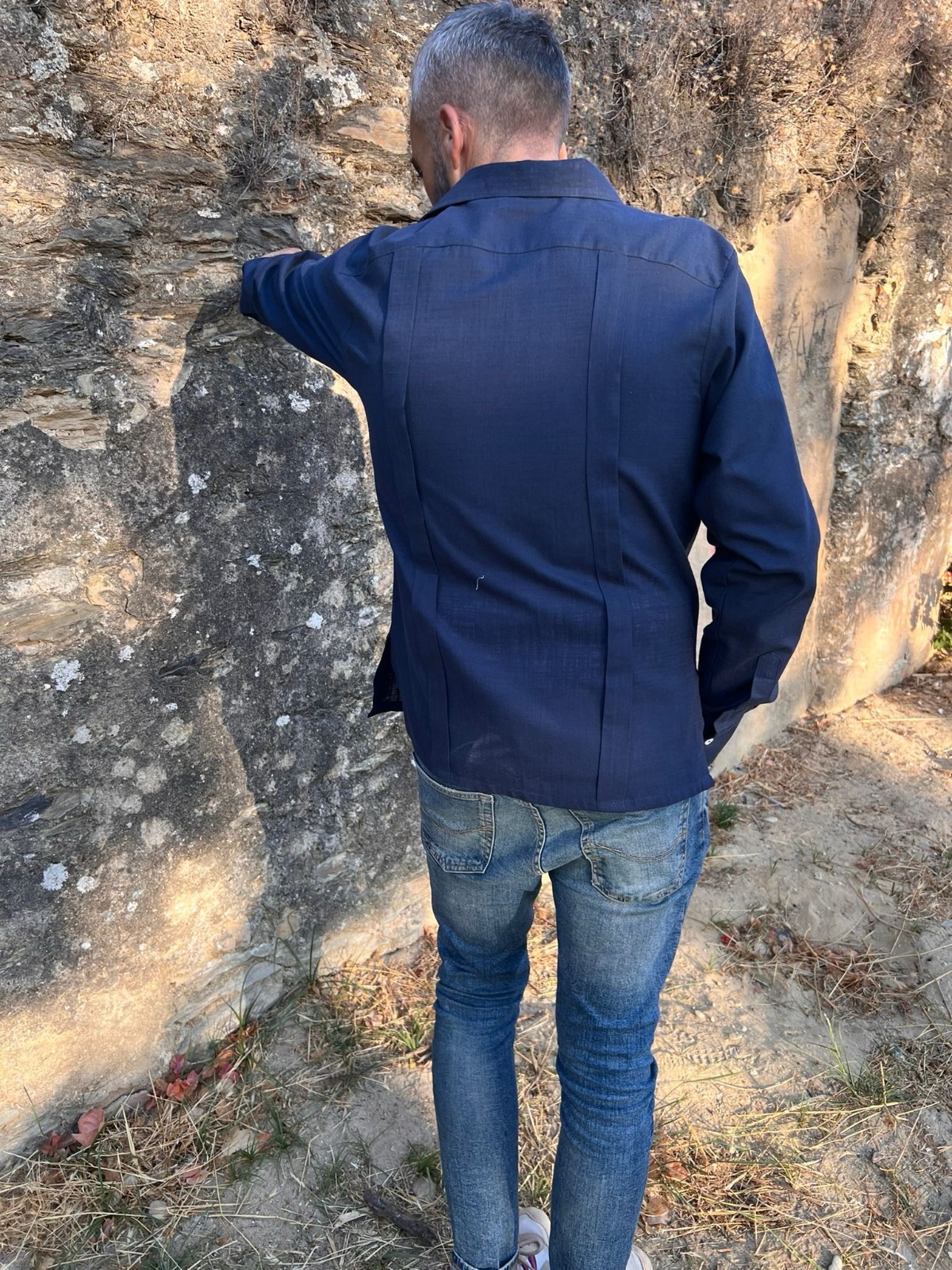 Camisa Guayabera Adulto - Azul Marina