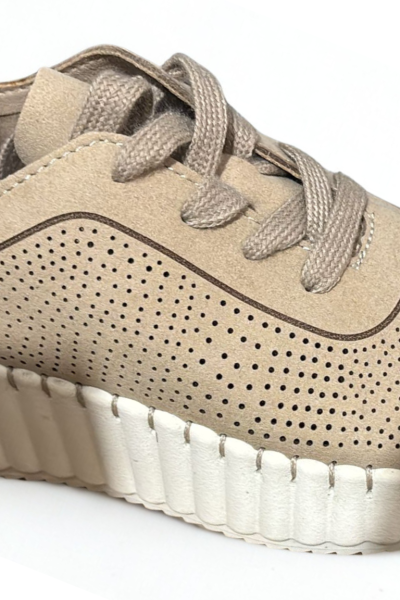 Zapatillas beige casual mujer suela gruesa