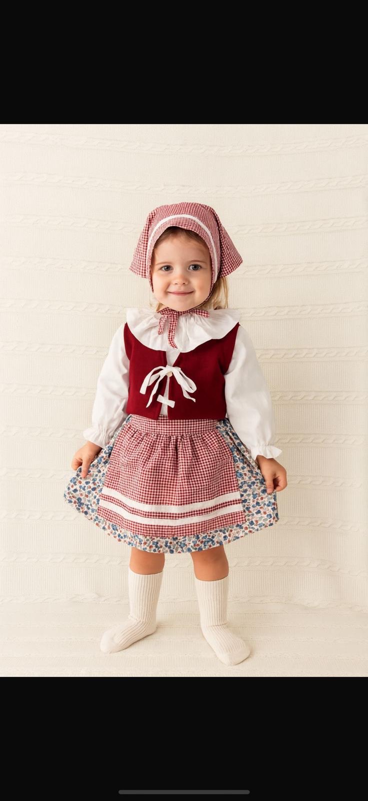 Traje de pastora infantil “vichy rojo”